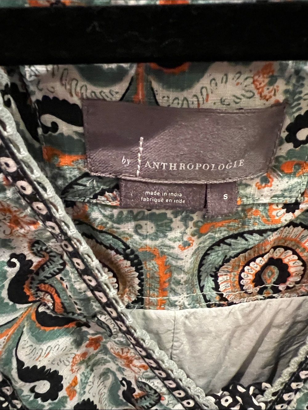 Anthropologie Mixed Floral Boho Tunic Dress in Orange & Sage - Picture 2 of 5